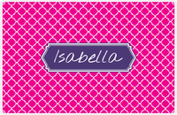 Thumbnail for Personalized Quatrefoil Placemat - Hot Pink and White - Indigo Decorative Rectangle Frame -  View