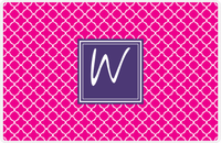 Thumbnail for Personalized Quatrefoil Placemat - Hot Pink and White - Indigo Square Frame -  View