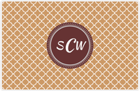 Thumbnail for Personalized Quatrefoil Placemat - Light Brown and Champagne - Brown Circle Frame -  View