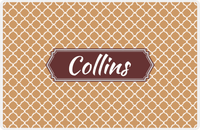 Thumbnail for Personalized Quatrefoil Placemat - Light Brown and Champagne - Brown Decorative Rectangle Frame -  View