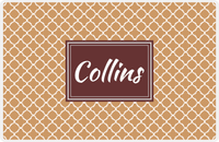 Thumbnail for Personalized Quatrefoil Placemat - Light Brown and Champagne - Brown Rectangle Frame -  View