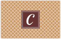 Thumbnail for Personalized Quatrefoil Placemat - Light Brown and Champagne - Brown Square Frame -  View