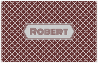Thumbnail for Personalized Quatrefoil Placemat - Brown and White - Light Grey Decorative Rectangle Frame -  View