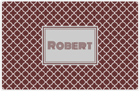 Thumbnail for Personalized Quatrefoil Placemat - Brown and White - Light Grey Rectangle Frame -  View
