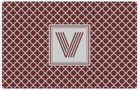 Thumbnail for Personalized Quatrefoil Placemat - Brown and White - Light Grey Square Frame -  View