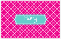 Thumbnail for Personalized Quatrefoil Placemat - Hot Pink and White - Viking Blue Decorative Rectangle Frame -  View