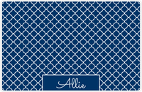 Thumbnail for Personalized Quatrefoil Placemat - Navy Blue and White -  View