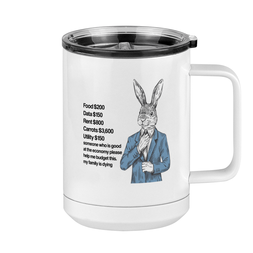 Rabbit on a Budget Coffee Mug Tumbler with Handle (15 oz) - Right View