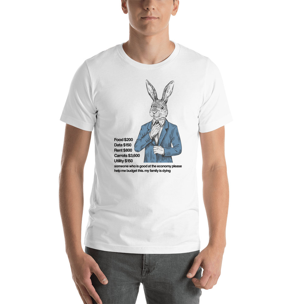 Rabbit on a Budget T-Shirt - White - Shirt View