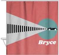Thumbnail for Personalized Racecar Shower Curtain II - Red Background - Racecar I - Hanging View