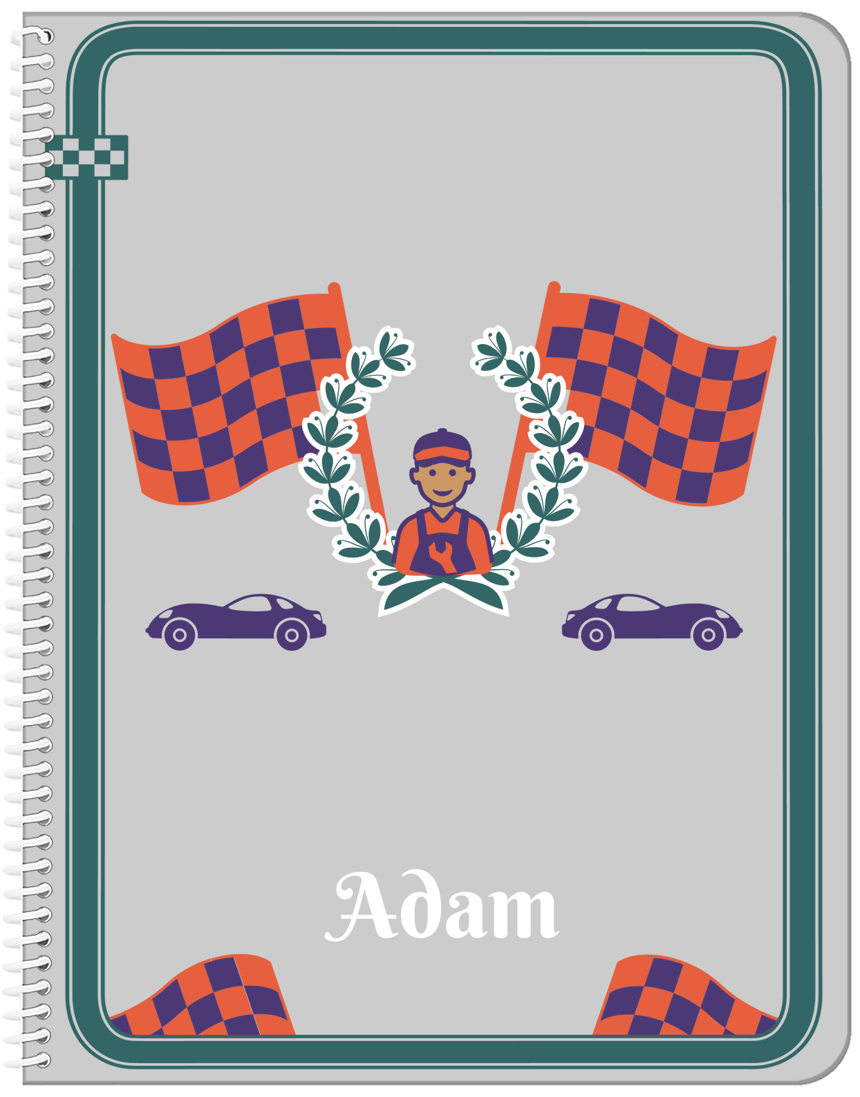 Personalized Racecar Notebook I - Car Style I - Front View