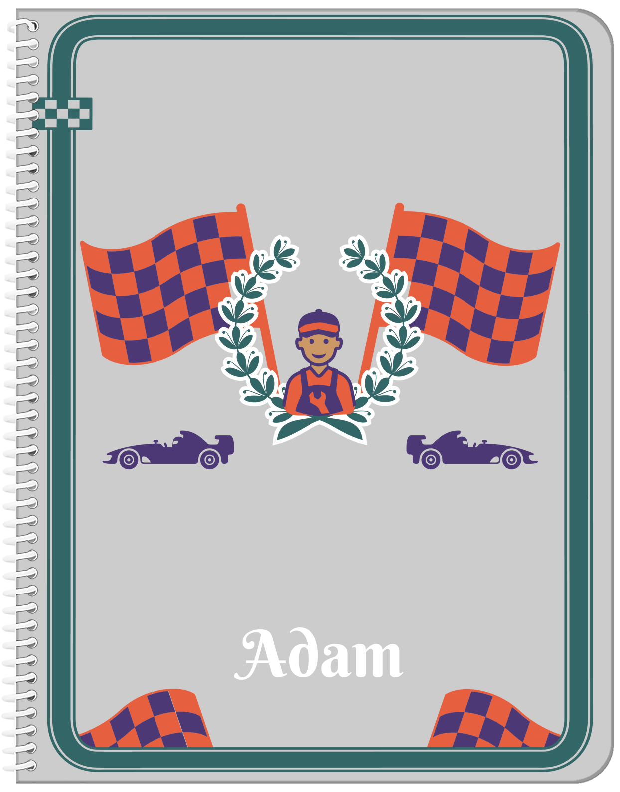 Personalized Racecar Notebook I - Car Style III - Front View