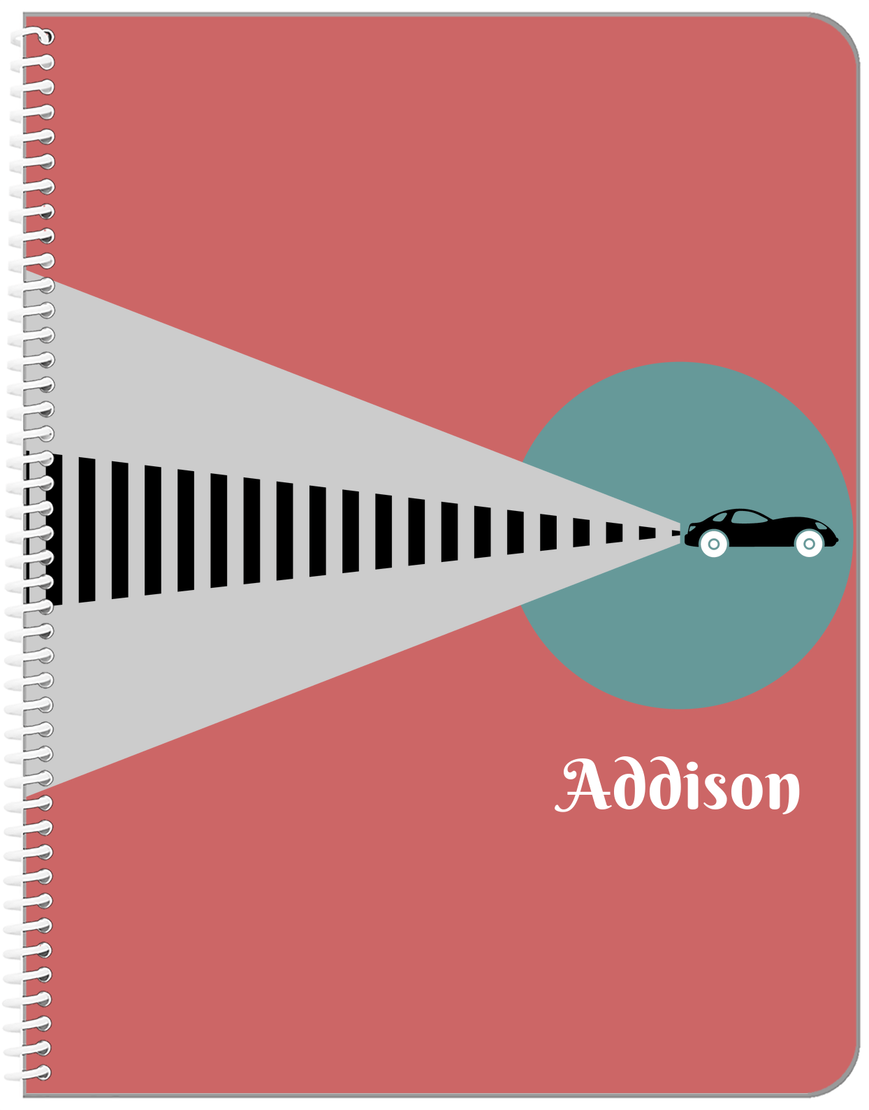 Personalized Racecar Notebook II - Retro I - Front View