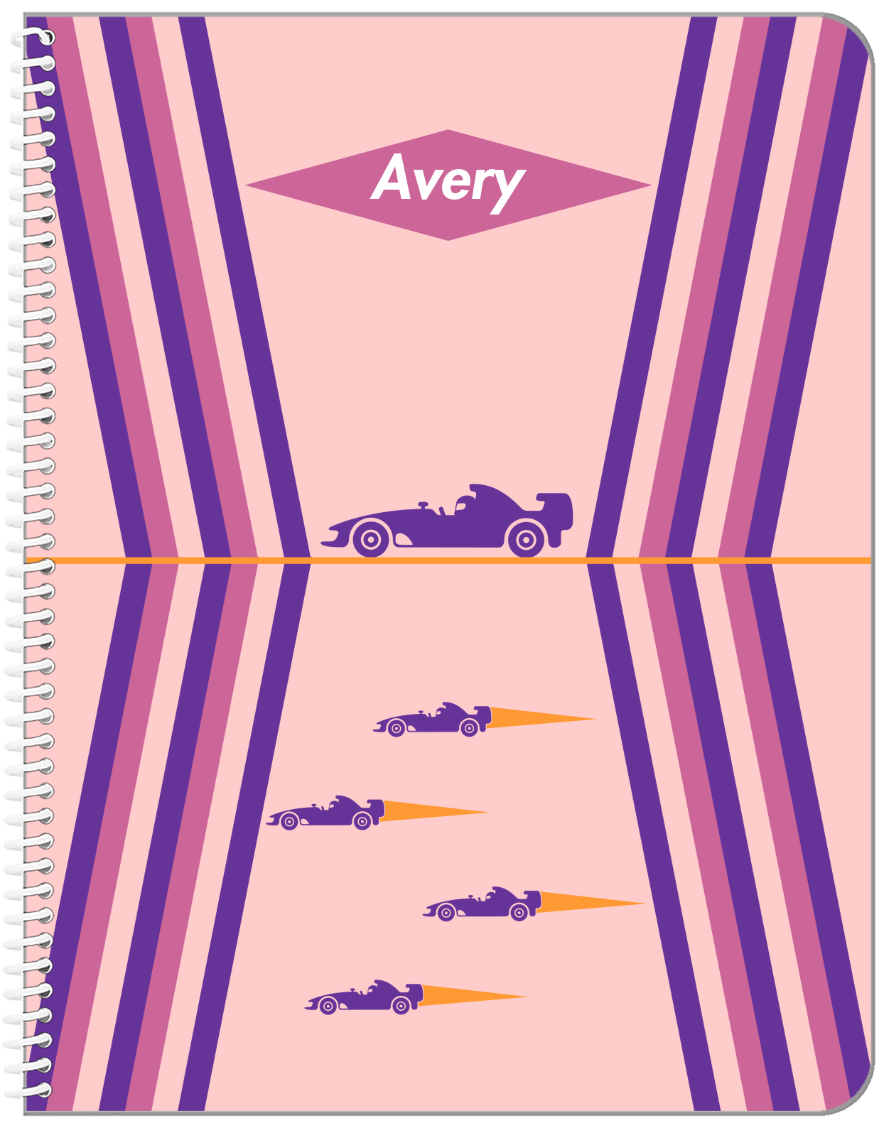 Personalized Racecar Notebook III - Retro I - Front View