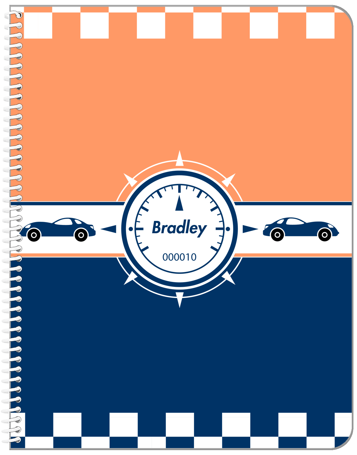 Personalized Racecar Notebook IV - Retro I - Front View