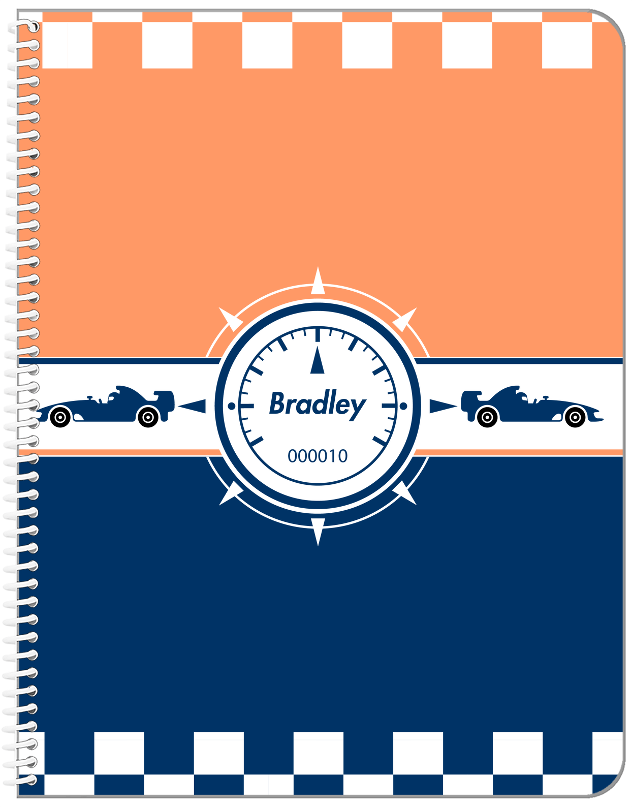 Personalized Racecar Notebook IV - Retro III - Front View