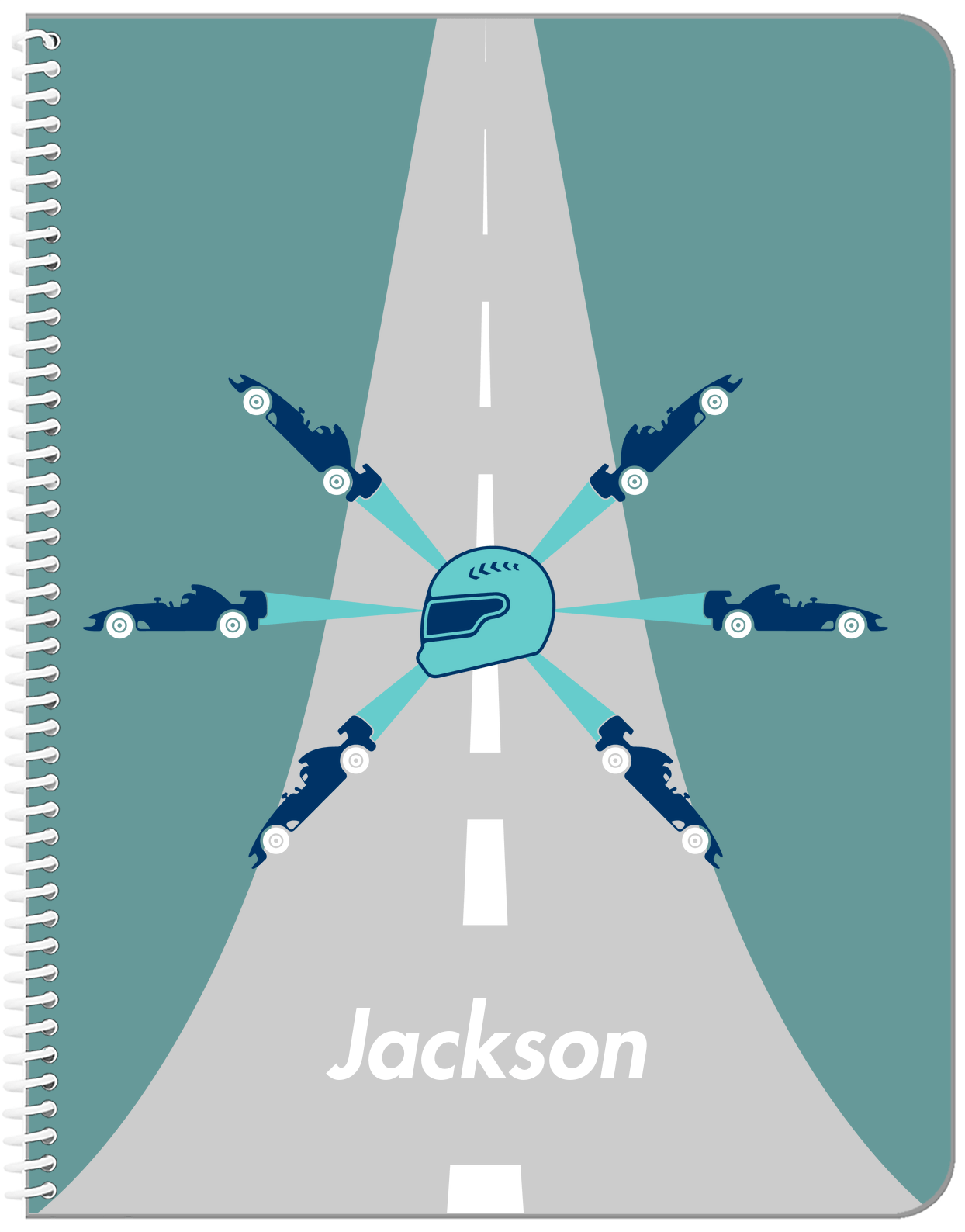 Personalized Racecar Notebook V - Retro I - Front View