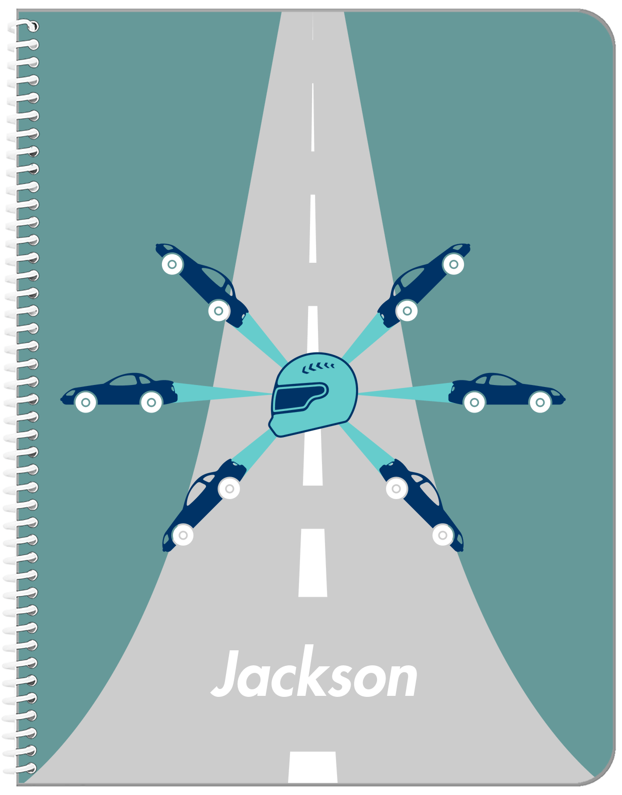 Personalized Racecar Notebook V - Retro II - Front View