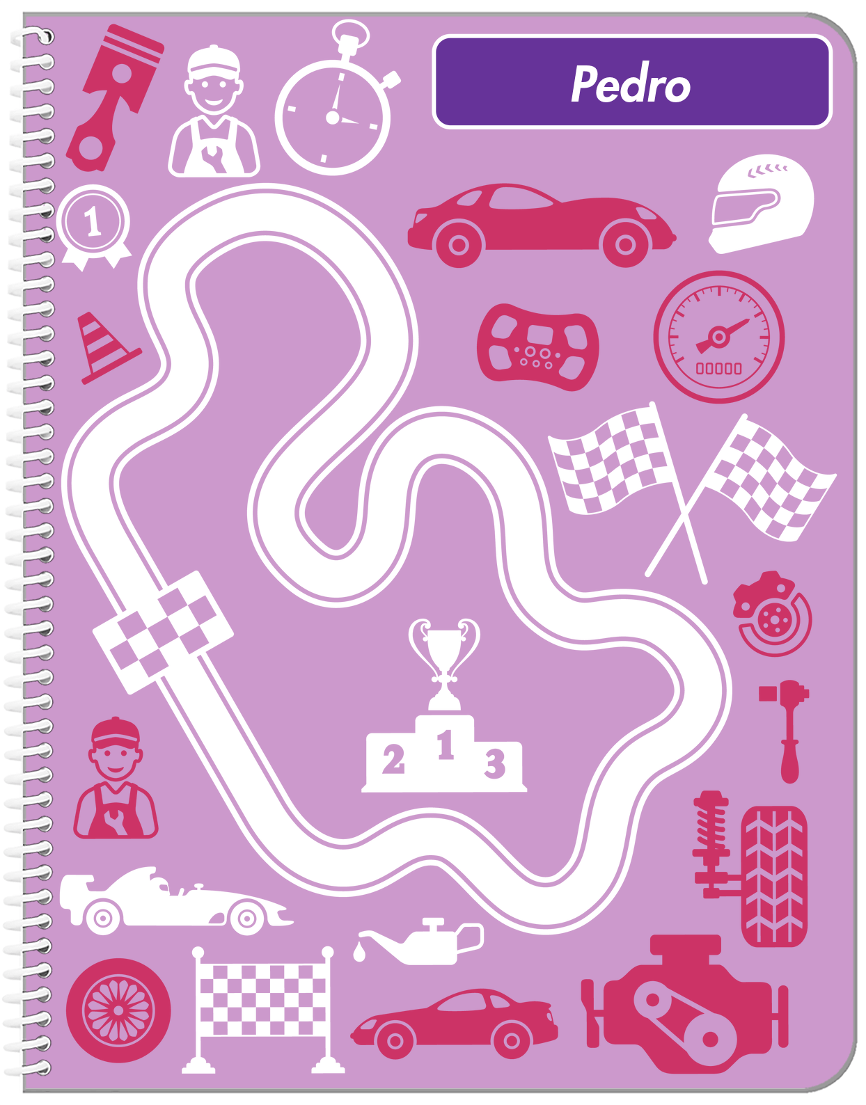 Personalized Racecar Notebook VI - Car Parts I - Front View