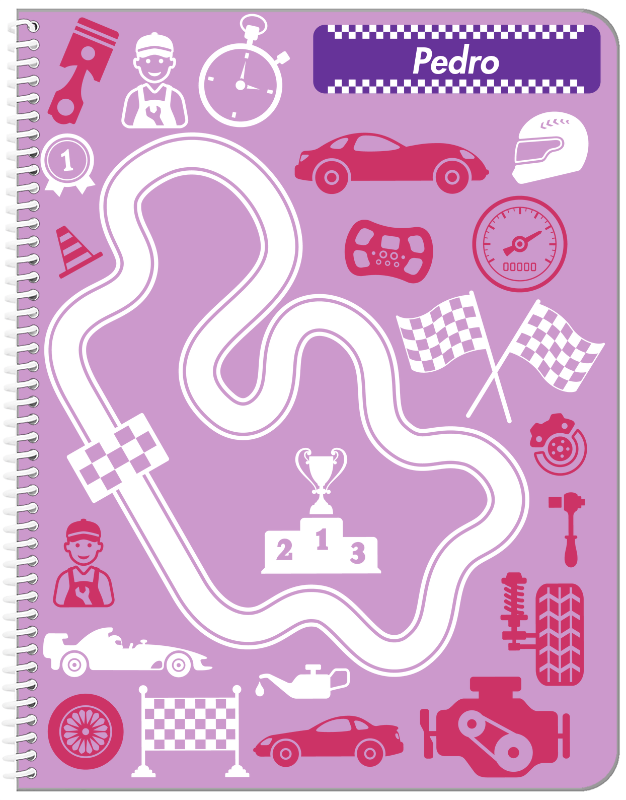 Personalized Racecar Notebook VI - Car Parts II - Front View