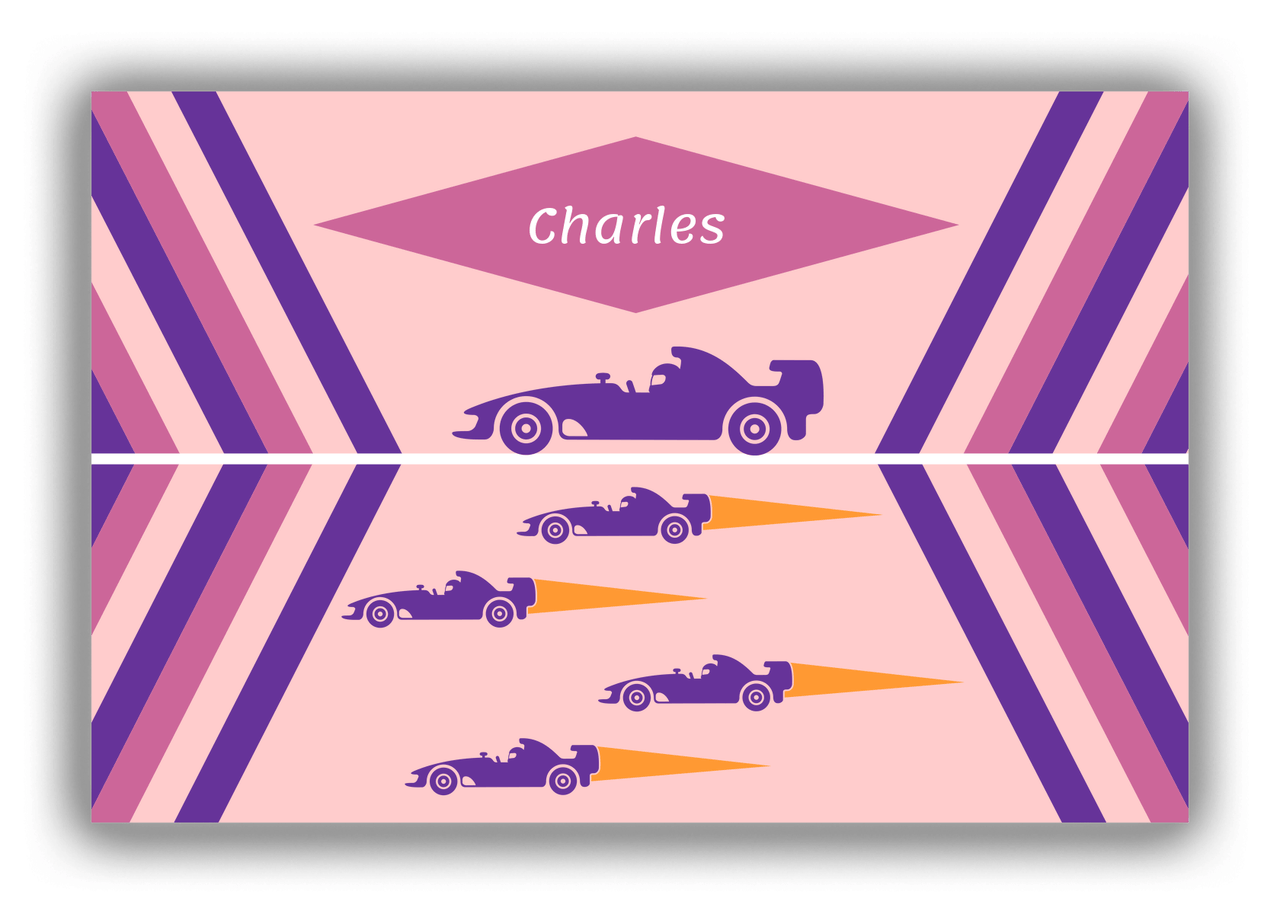 Personalized Racecar Canvas Wrap & Photo Print III - Pink Background with Car I - Front View
