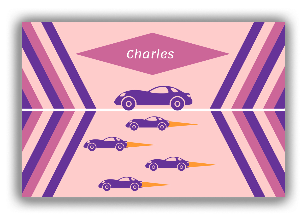 Personalized Racecar Canvas Wrap & Photo Print III - Pink Background with Car II - Front View
