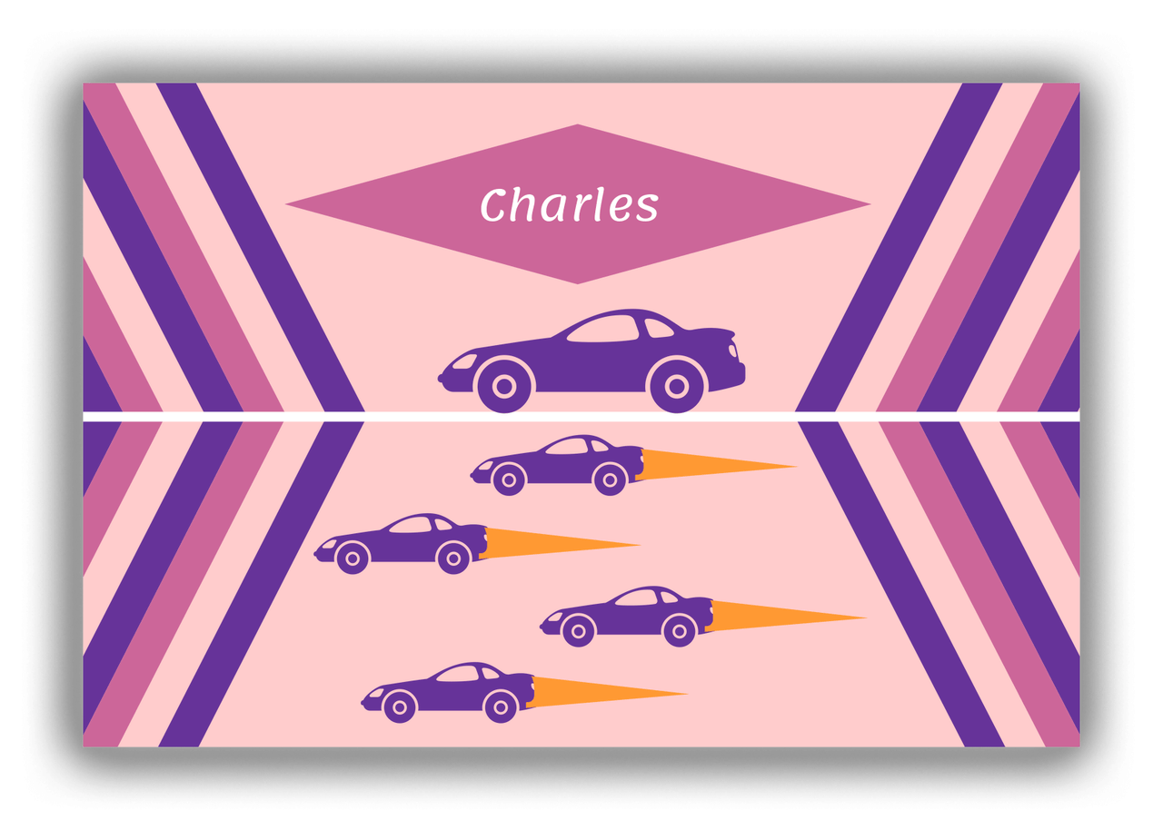 Personalized Racecar Canvas Wrap & Photo Print III - Pink Background with Car III - Front View
