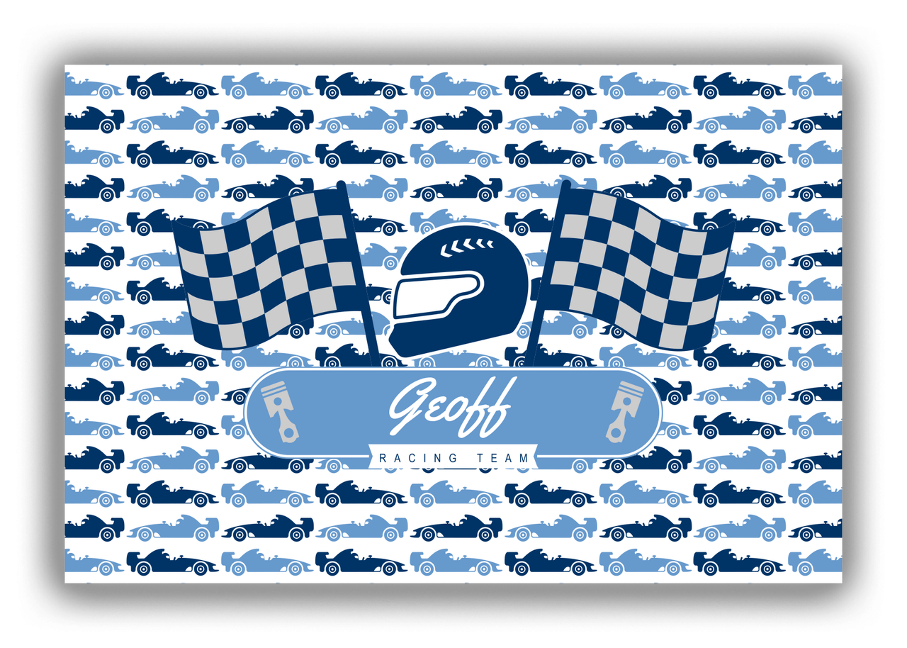 Personalized Racecar Canvas Wrap & Photo Print VII - White Background with Nameplate I - Front View