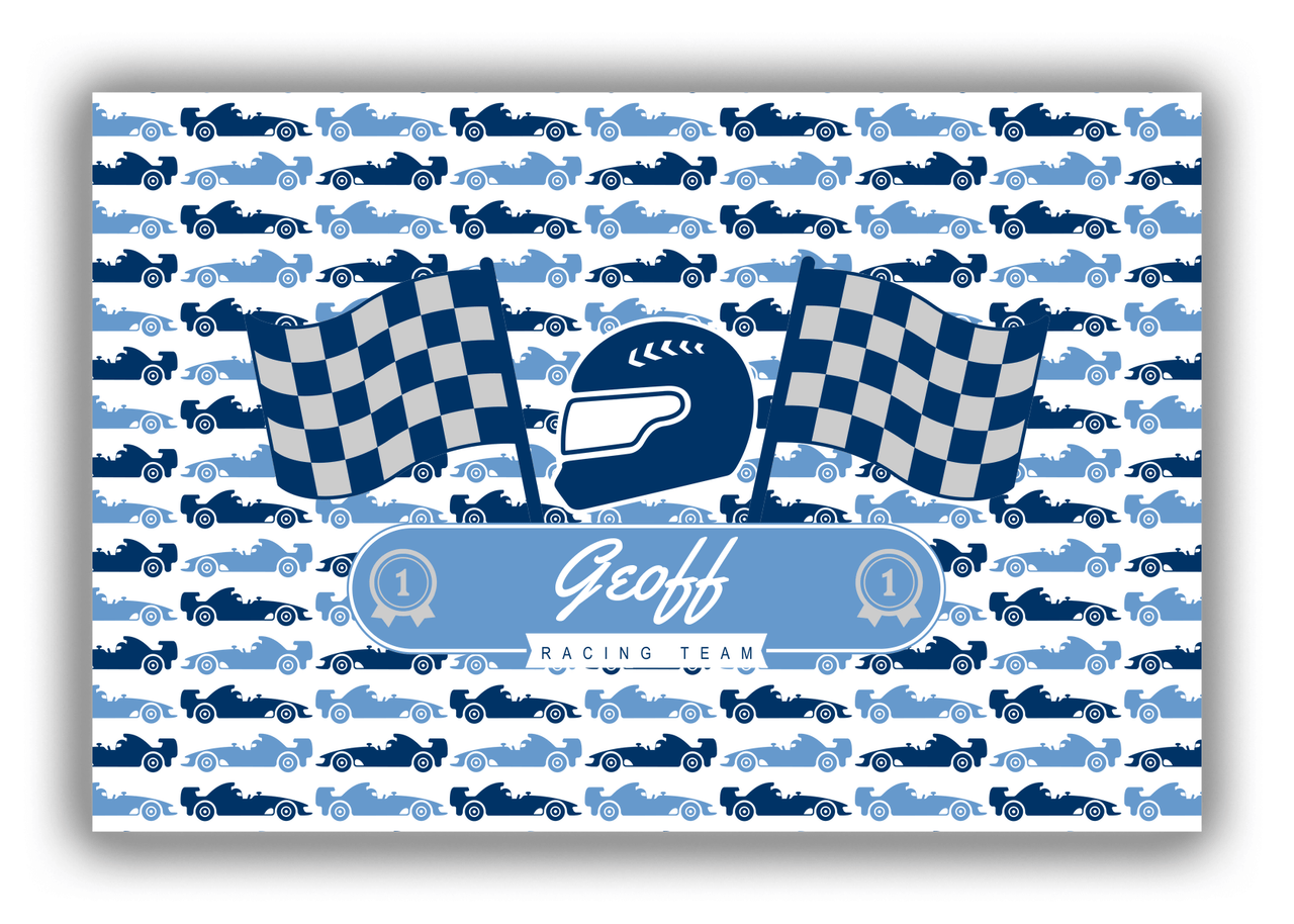 Personalized Racecar Canvas Wrap & Photo Print VII - White Background with Nameplate II - Front View