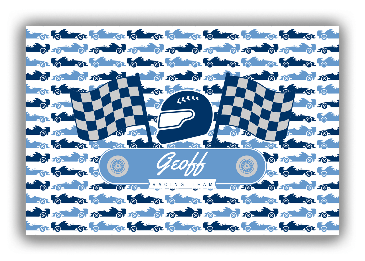 Personalized Racecar Canvas Wrap & Photo Print VII - White Background with Nameplate III - Front View