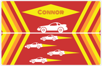 Thumbnail for Personalized Racecar Placemat - Retro II - Racecar 2 - Red Background with White Car -  View