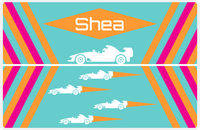 Thumbnail for Personalized Racecar Placemat - Retro II - Racecar 3 - Teal Background with White Car -  View