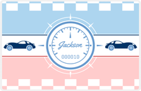 Thumbnail for Personalized Racecar Placemat - Retro III - Racecar 1 - Light Blue Background with Navy Car -  View