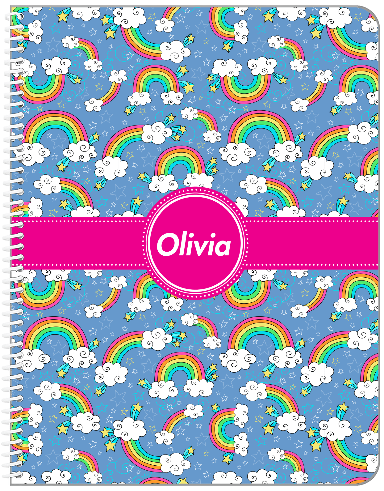 Personalized Rainbows Notebook I - Circle Ribbon Nameplate - Front View