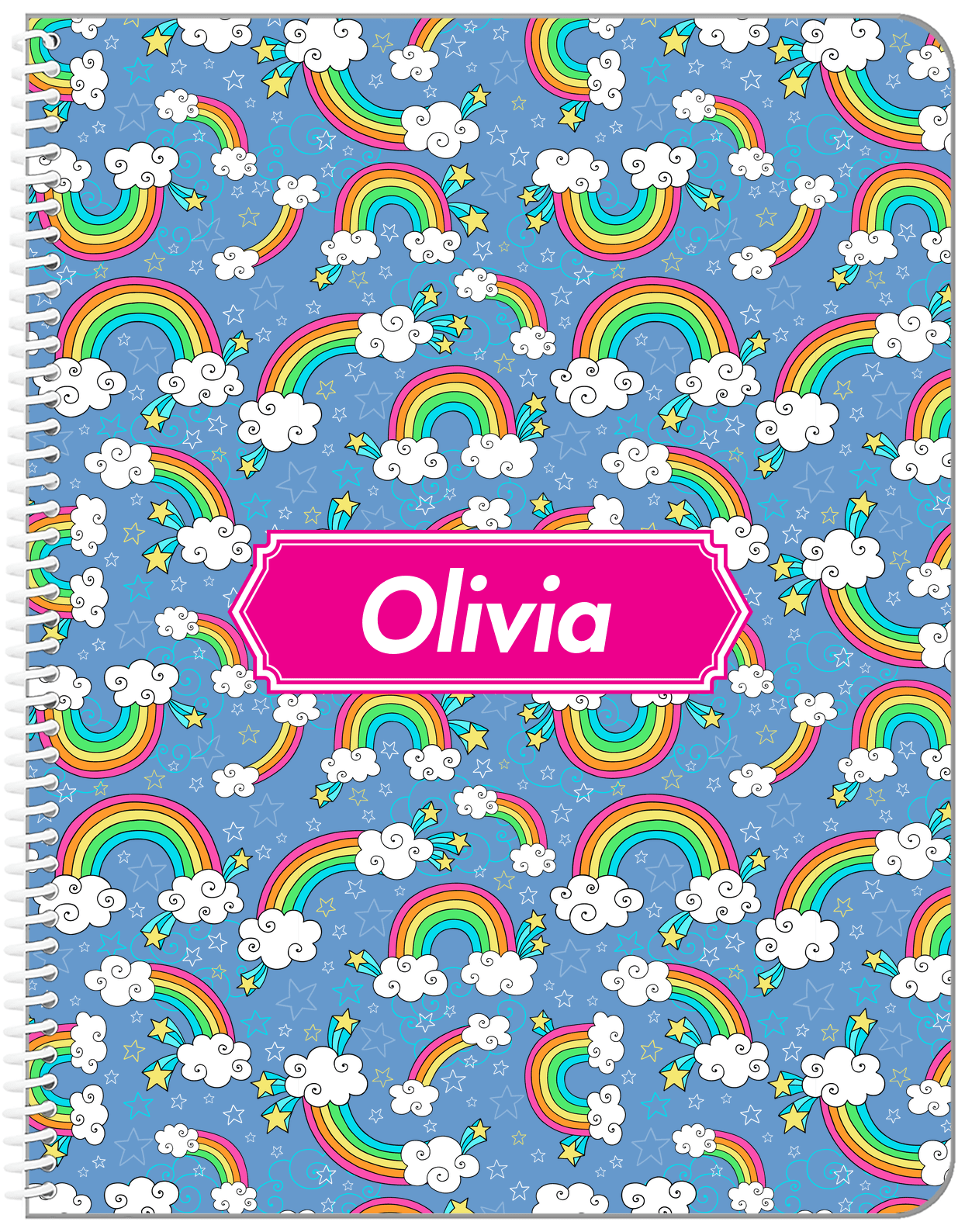 Personalized Rainbows Notebook I - Decorative Rectangle Nameplate - Front View
