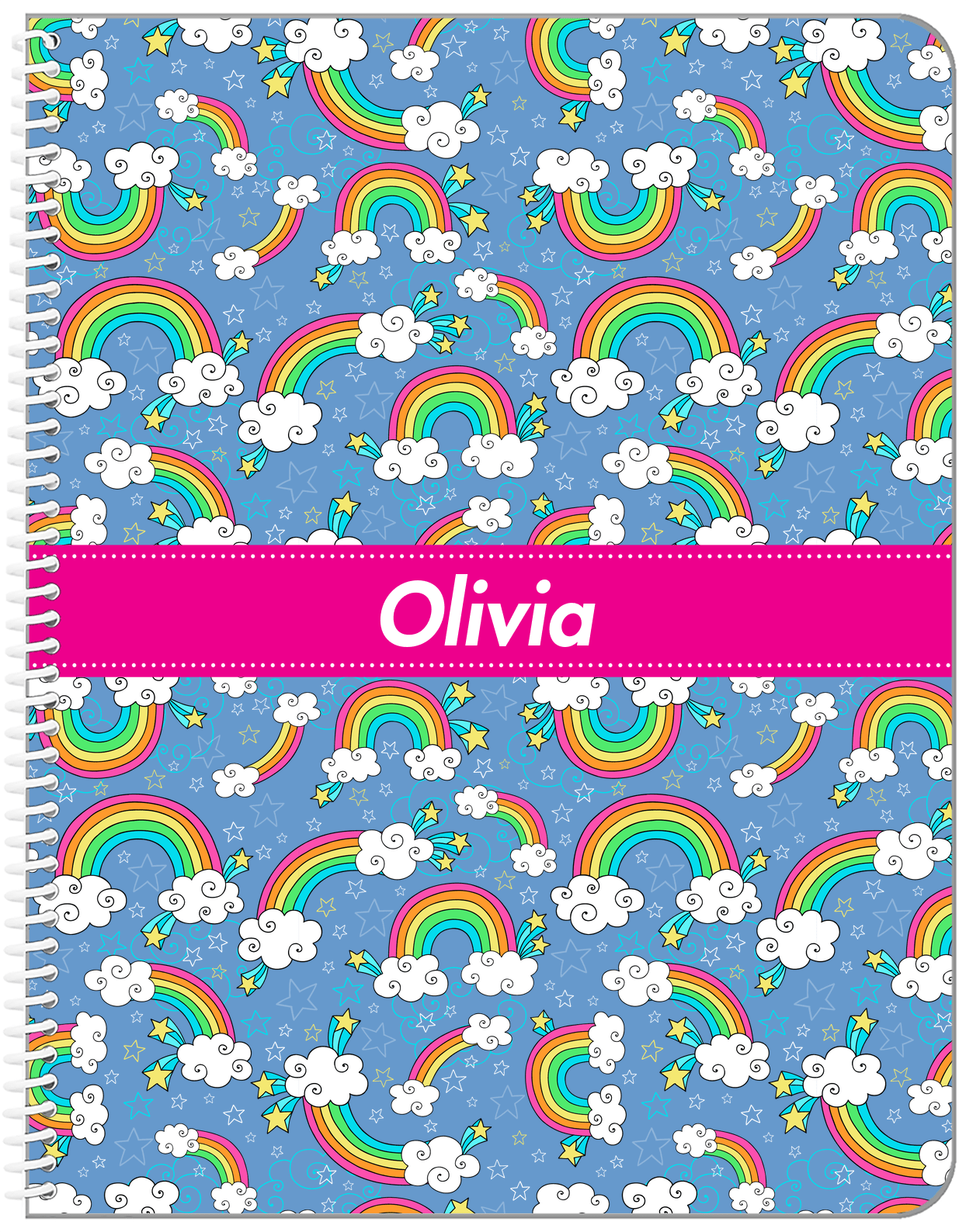 Personalized Rainbows Notebook I - Ribbon Nameplate - Front View