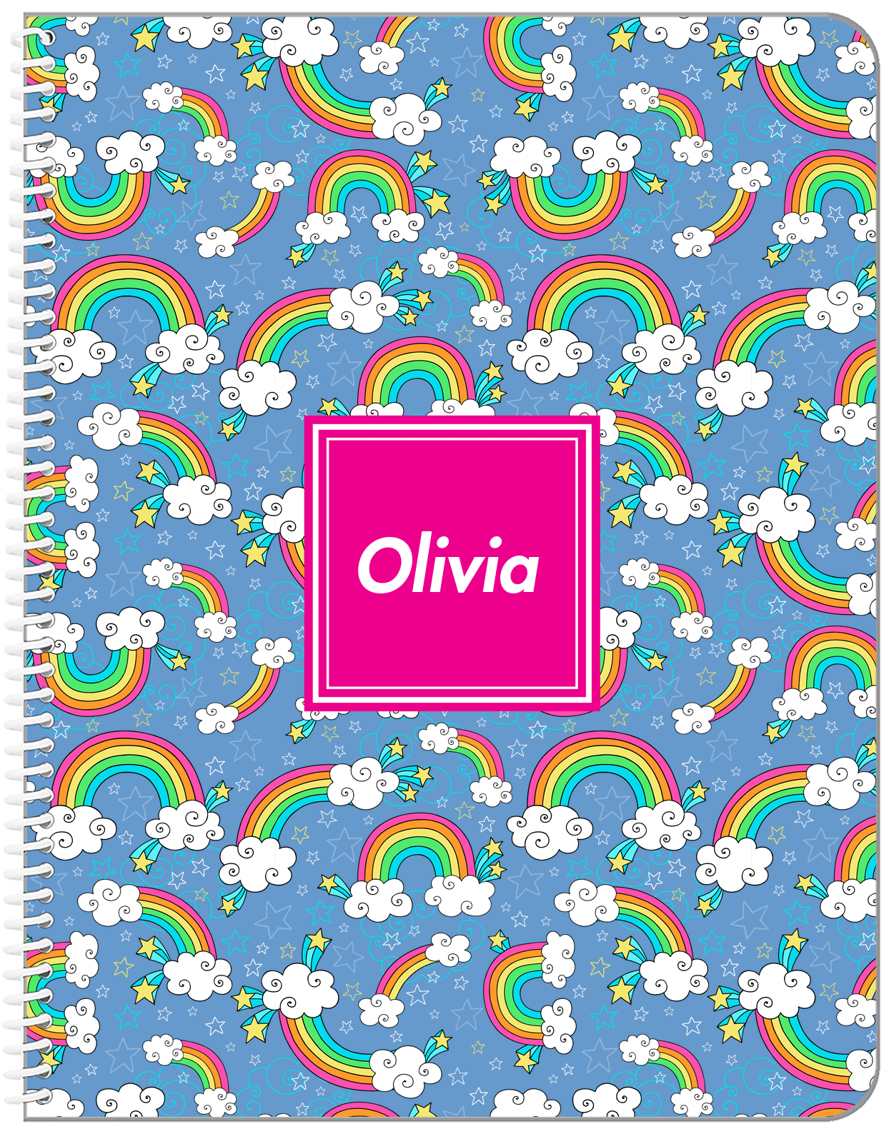 Personalized Rainbows Notebook I - Square Nameplate - Front View