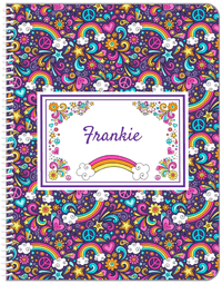 Thumbnail for Personalized Rainbows Notebook II - Flower Power - Purple Background - Front View