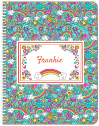 Thumbnail for Personalized Rainbows Notebook II - Flower Power - Teal Background - Front View