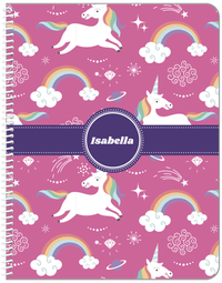 Thumbnail for Personalized Rainbows Notebook III - Unicorns - Circle Ribbon Nameplate - Front View