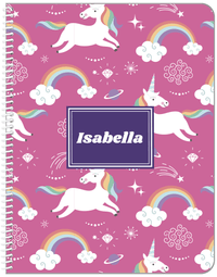 Thumbnail for Personalized Rainbows Notebook III - Unicorns - Rectangle Nameplate - Front View