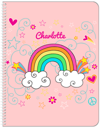 Thumbnail for Personalized Rainbows Notebook VI - Rainbow Doodle - Pink Background - Front View