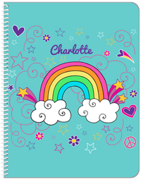 Thumbnail for Personalized Rainbows Notebook VI - Rainbow Doodle - Teal Background - Front View