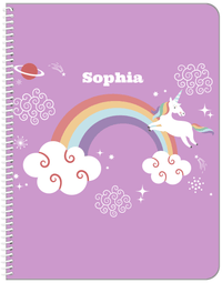 Thumbnail for Personalized Rainbows Notebook VII - Rainbow Unicorn - Purple Background - Front View