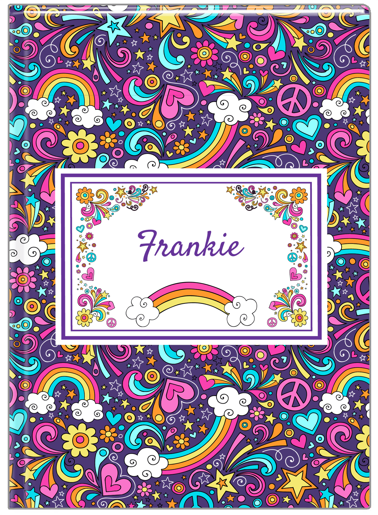 Personalized Rainbows Journal II - Flower Power - Purple Background - Front View