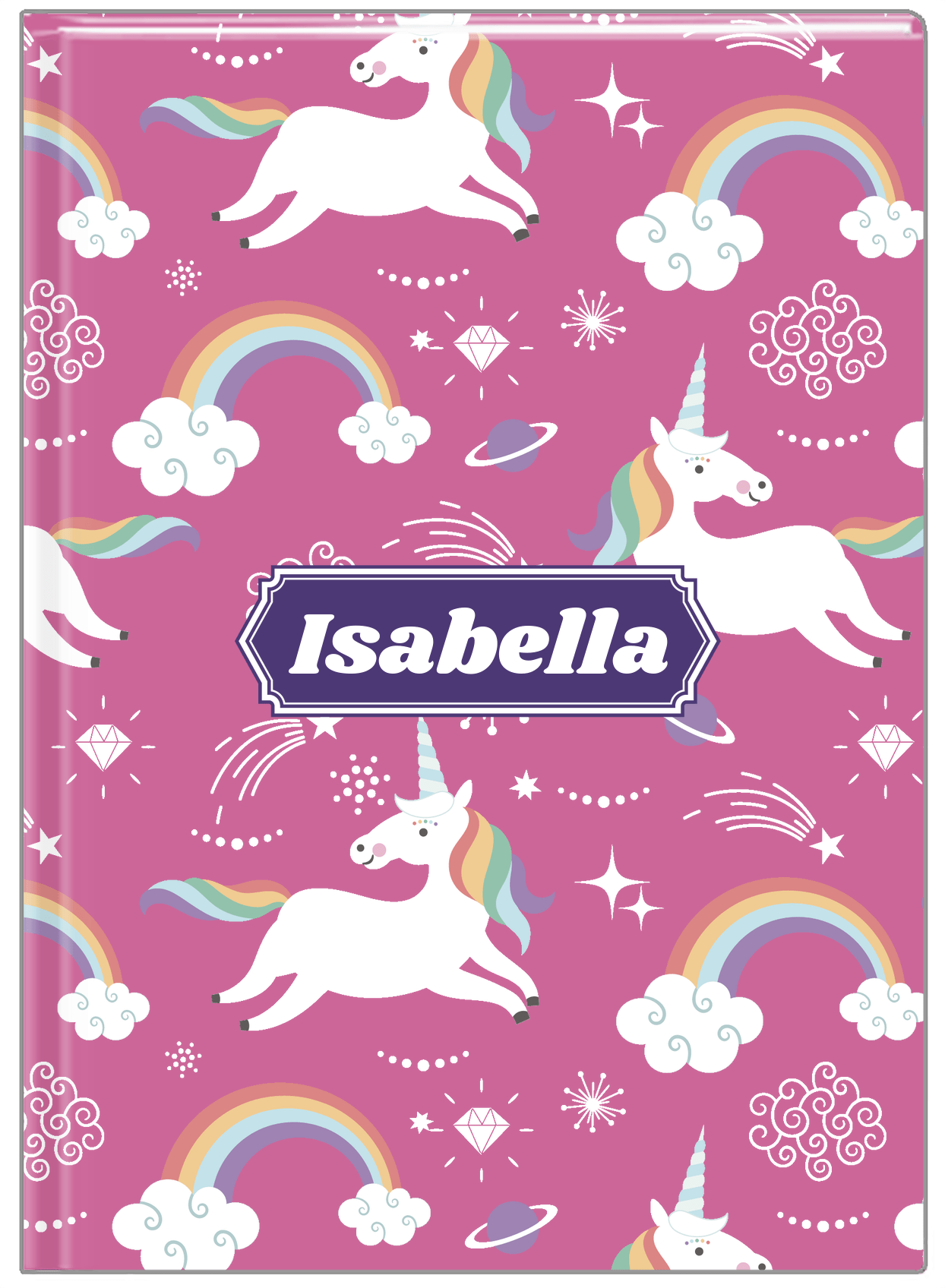 Personalized Rainbows Journal III - Unicorns - Decorative Rectangle Nameplate - Front View