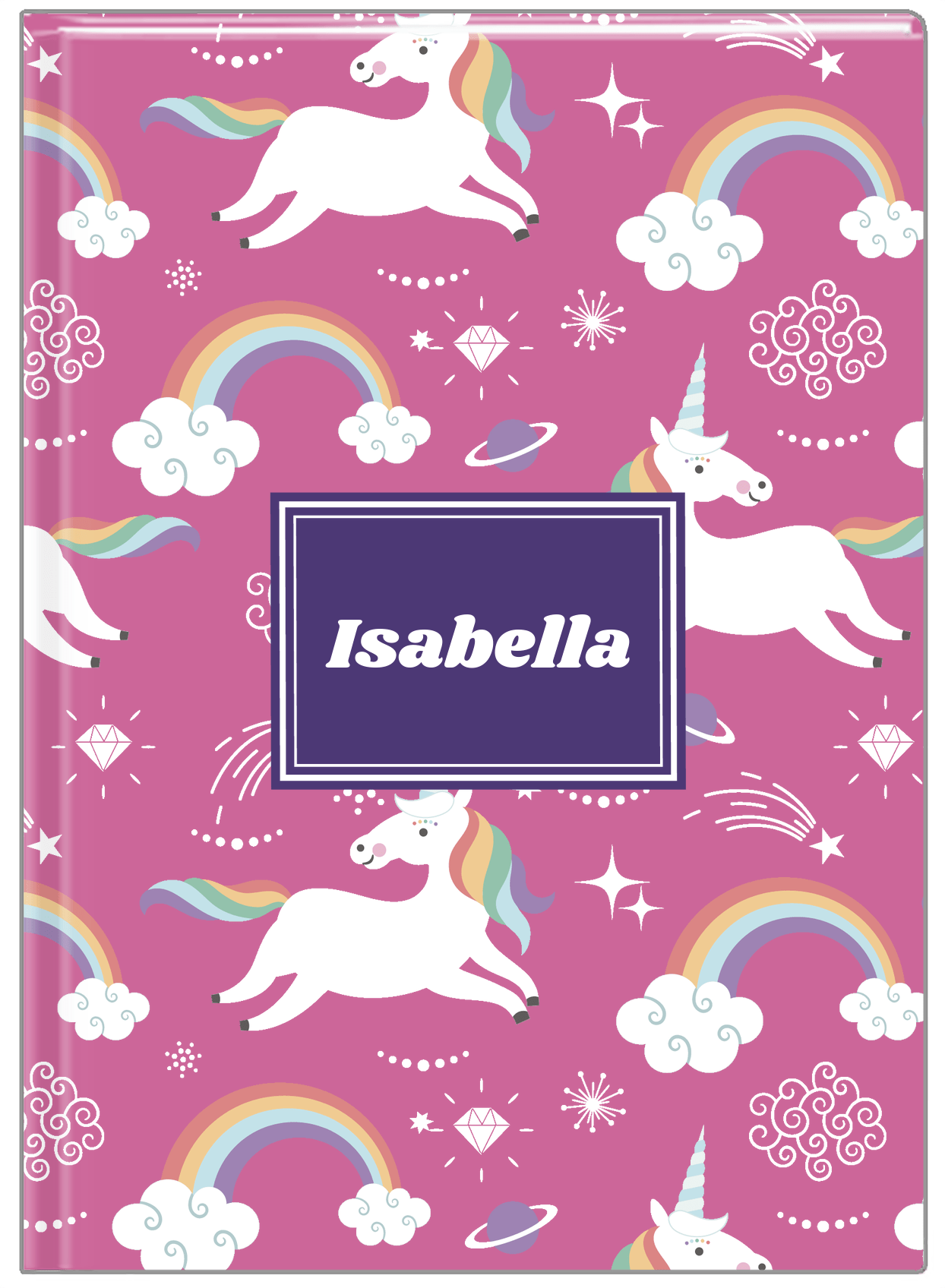 Personalized Rainbows Journal III - Unicorns - Rectangle Nameplate - Front View