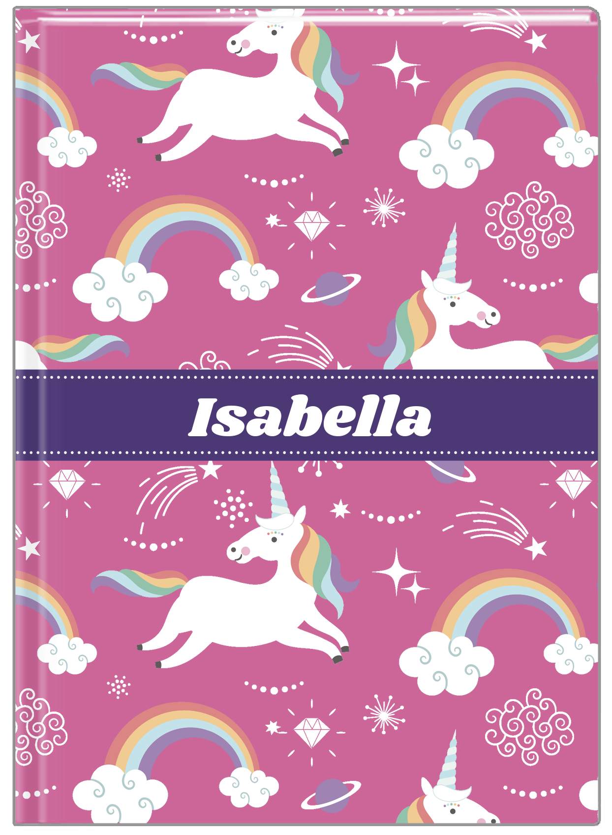 Personalized Rainbows Journal III - Unicorns - Ribbon Nameplate - Front View