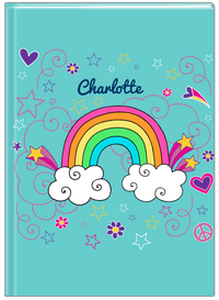 Thumbnail for Personalized Rainbows Journal VI - Rainbow Doodle - Teal Background - Front View