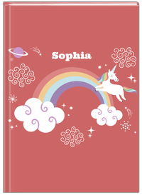 Thumbnail for Personalized Rainbows Journal VII - Rainbow Unicorn - Red Background - Front View